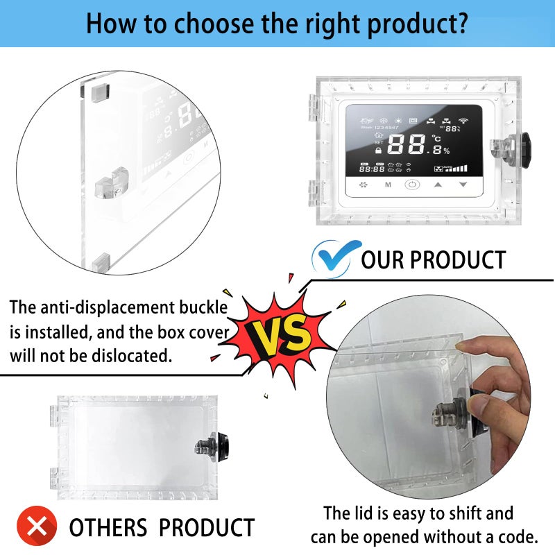 Young Dance Universal Thermostat Combination Lock Box, Clear Large Thermostat Guard for Wall Thermostats, Thermostat Cover Fits Thermostats 6.5  ""H x 4.72  ""W x 1.97  ""D or Smaller (1 Set) - Image 3
